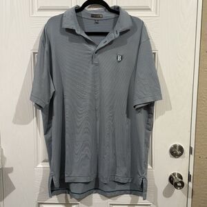 Peter Millar Men's Teal Striped Summer Comfort Polo Shirt XL Embroidered Logo‎